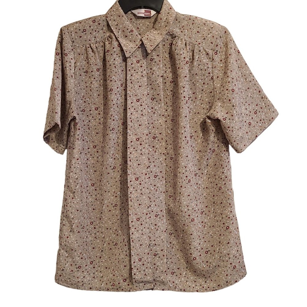 Sheridan Square Vintage Button Front SS Blouse No Tags Size L (see measurements)